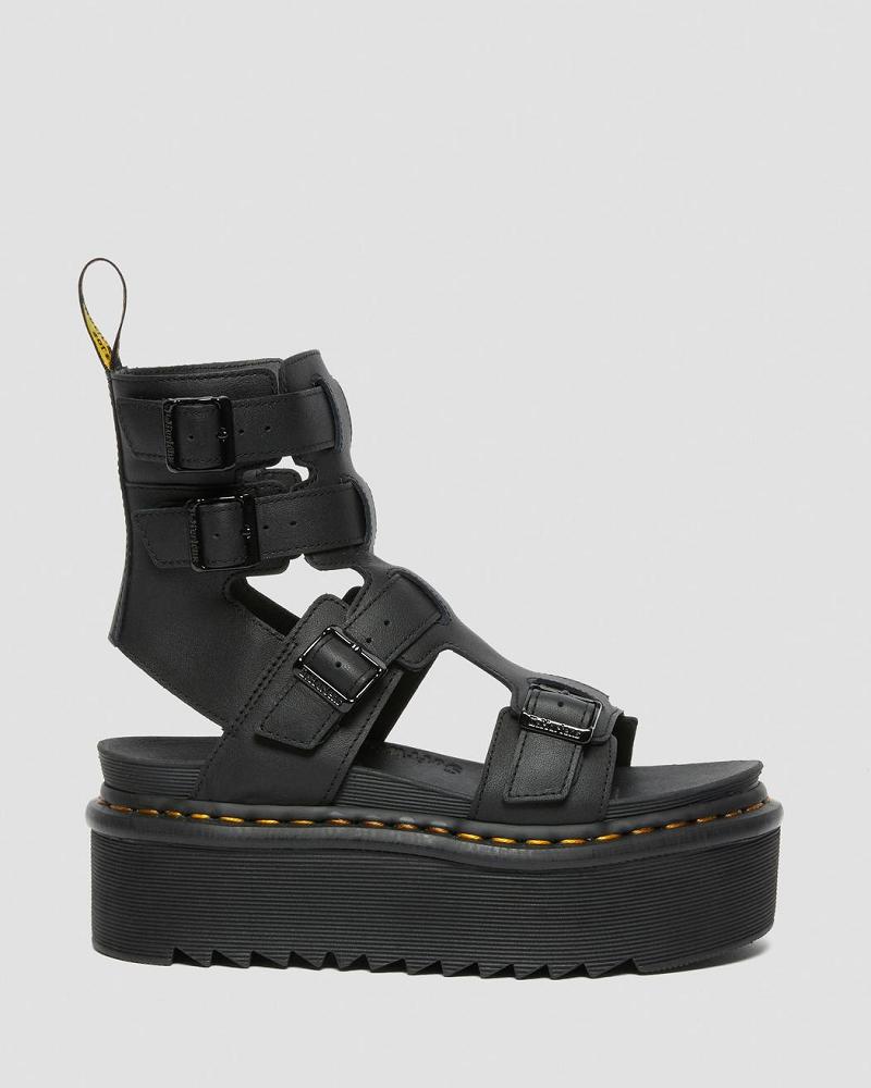 Dr Martens Giavanna Leren Platform Gladiator Sandalen Dames Zwart | NL 491HAP